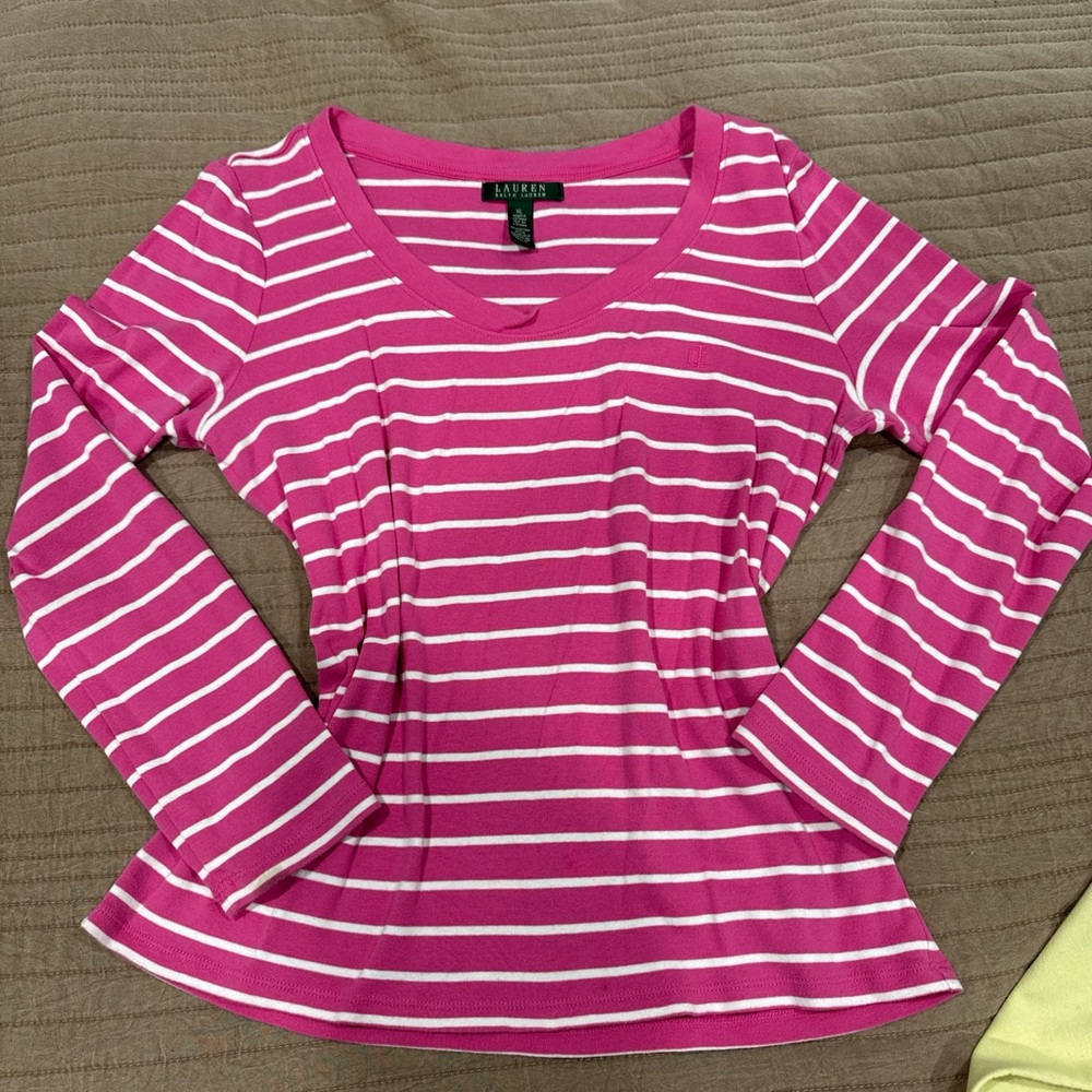 Ralph Lauren Pink and White Striped Top